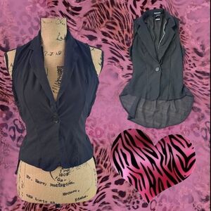 VINTAGE BLACK GOTH TOP Grunge Y2K Size Small